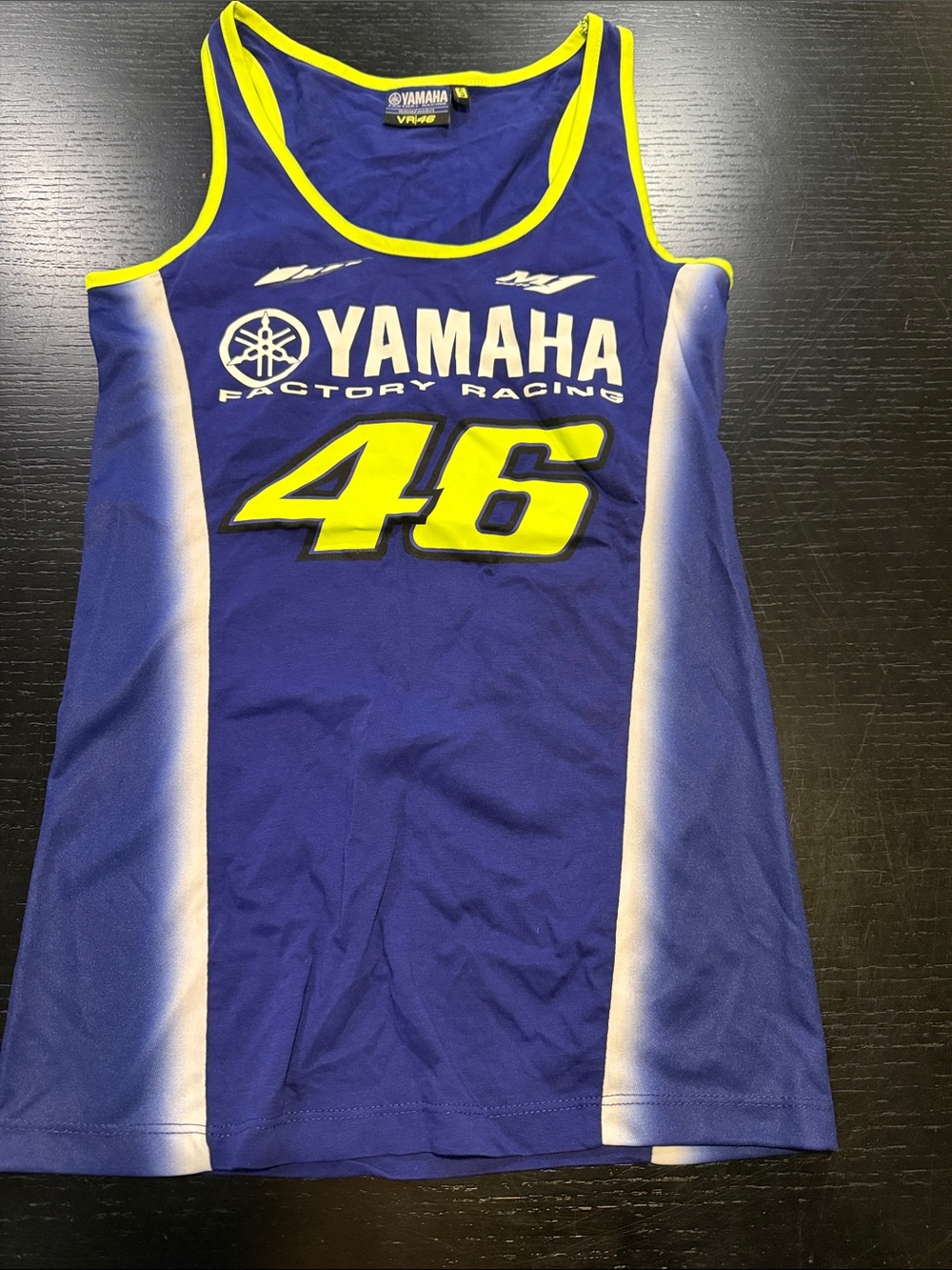 Yamaha Blue Tank Top with Neon Yellow Accents